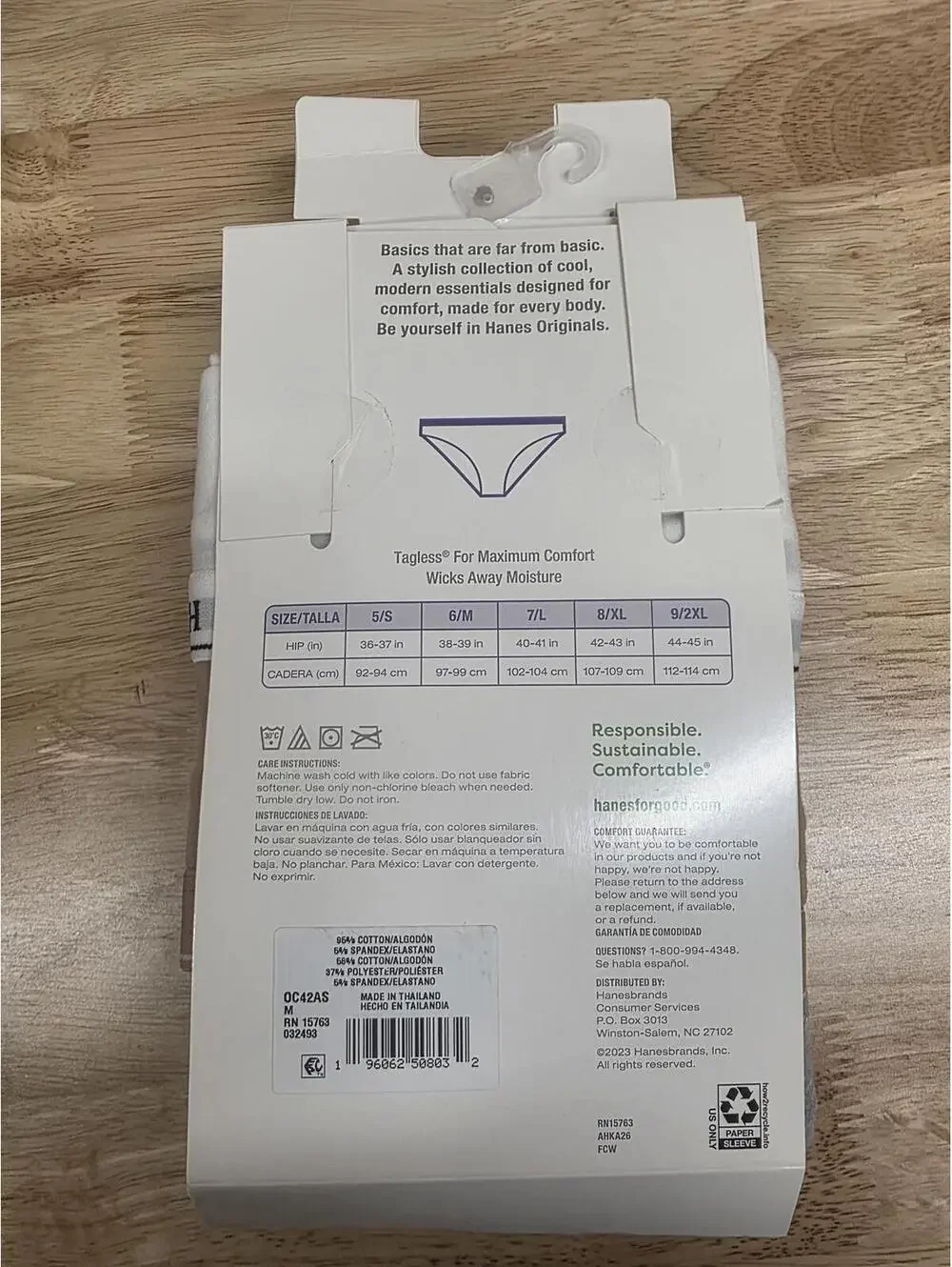 HANES ORIGINALS WOMEN’S STRETCH COTTON BIKINI PANTIES 6‑PACK SIZE M